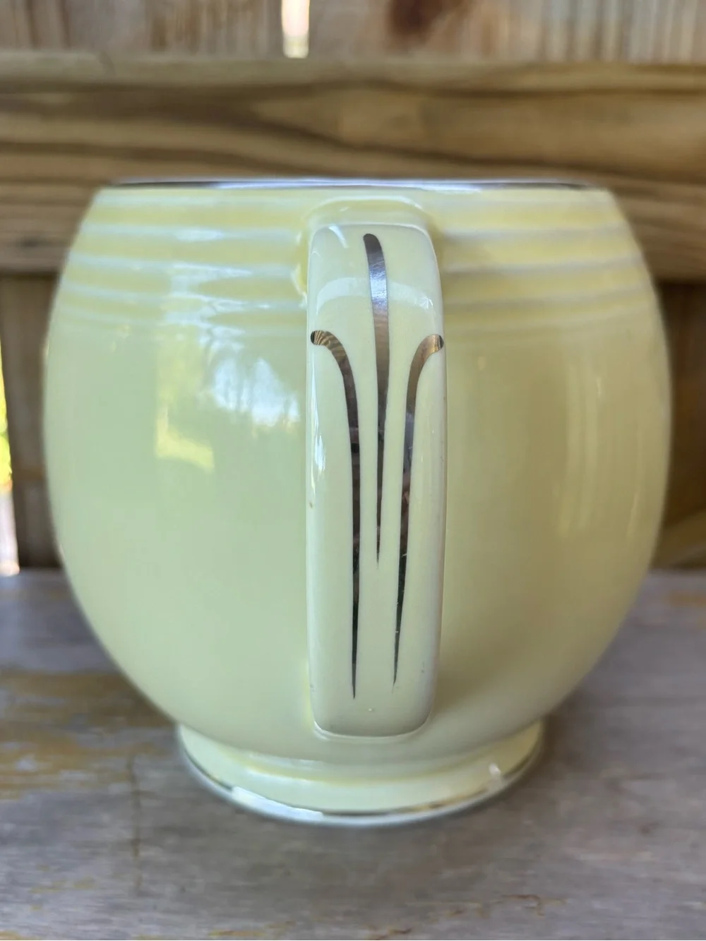 Vintage 1930s Hall Five Band Teapot, No Lid, Silhouette Pattern